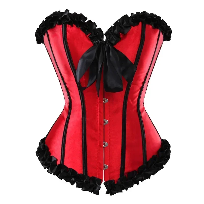 Vintage Women Gothic Corset Plus Size Overbust Lace Up Boned Bustiers Top Corselet Sexy Korsett