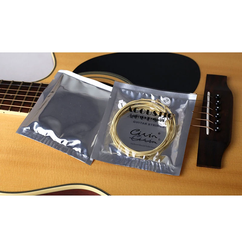 1 conjunto de 6 peças de cordas de guitarra de aço banhado a níquel para prática de guitarra acústica