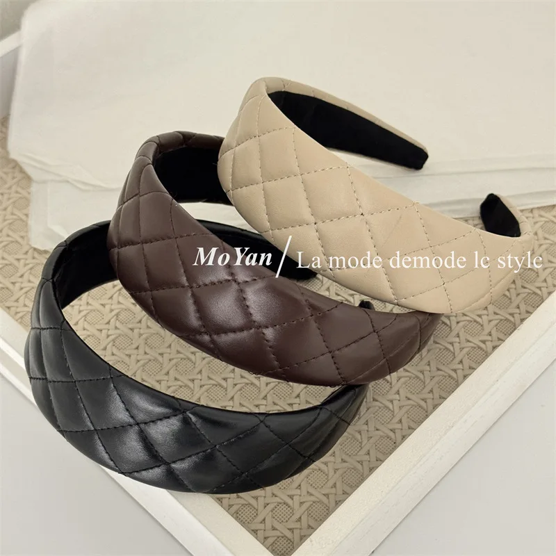 

Korean Version Large Grid Pressure Line Headband | Retro Style Easy Basic Out Pressure Hairpin