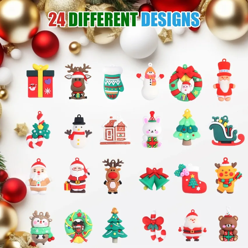 Christmas Advent Calendar Blind Box 3D Santa Christmas Elements Pendant 24-days Countdown To Christmas Surprise Blind Box Gifts - Image 5