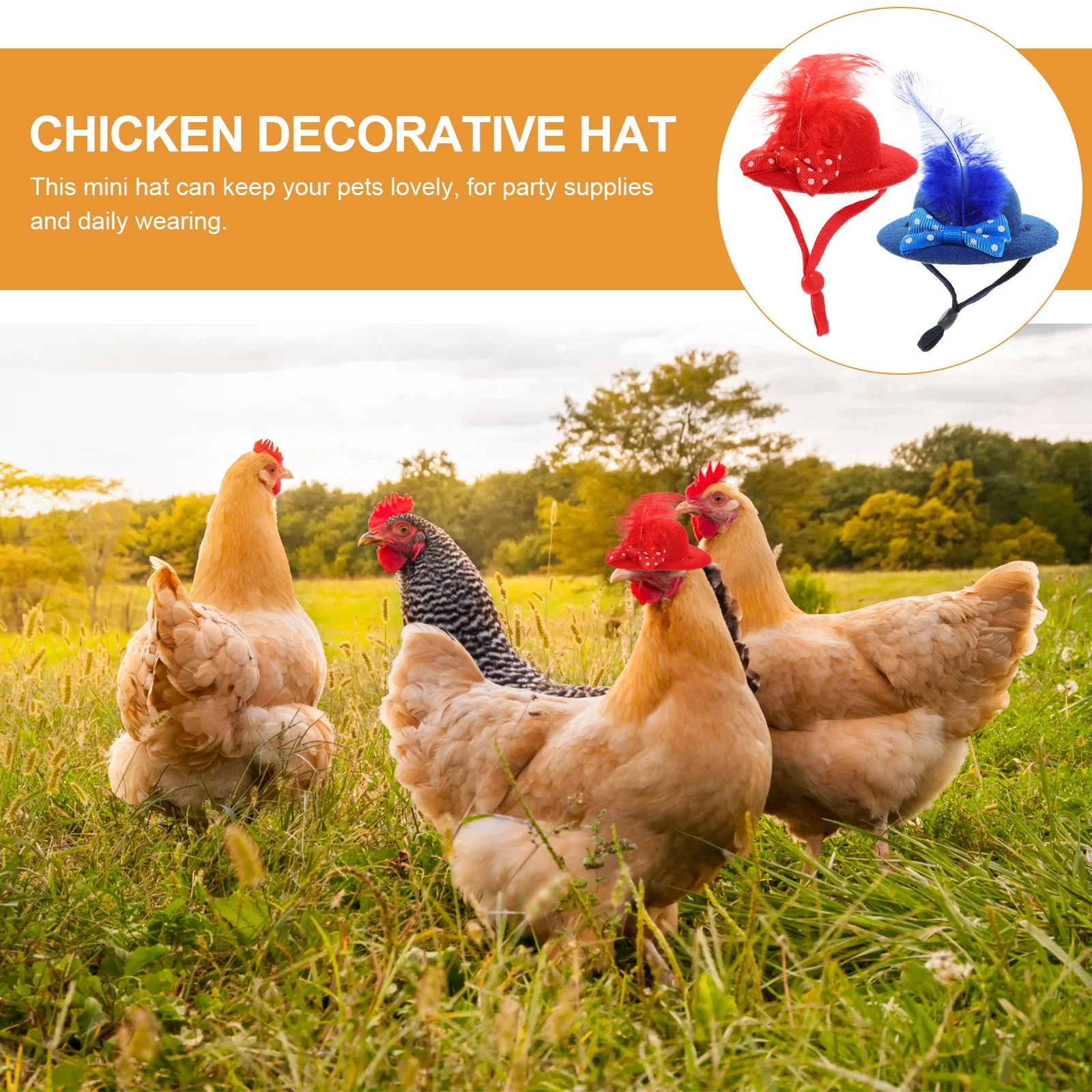 

2Pcs Mini Pet Hats Chicken Supply Tiny Portable Bow Tie 8cm Straw Decorative Bird Hat Adjustable Size Hen Hat For Hens Pets Toys