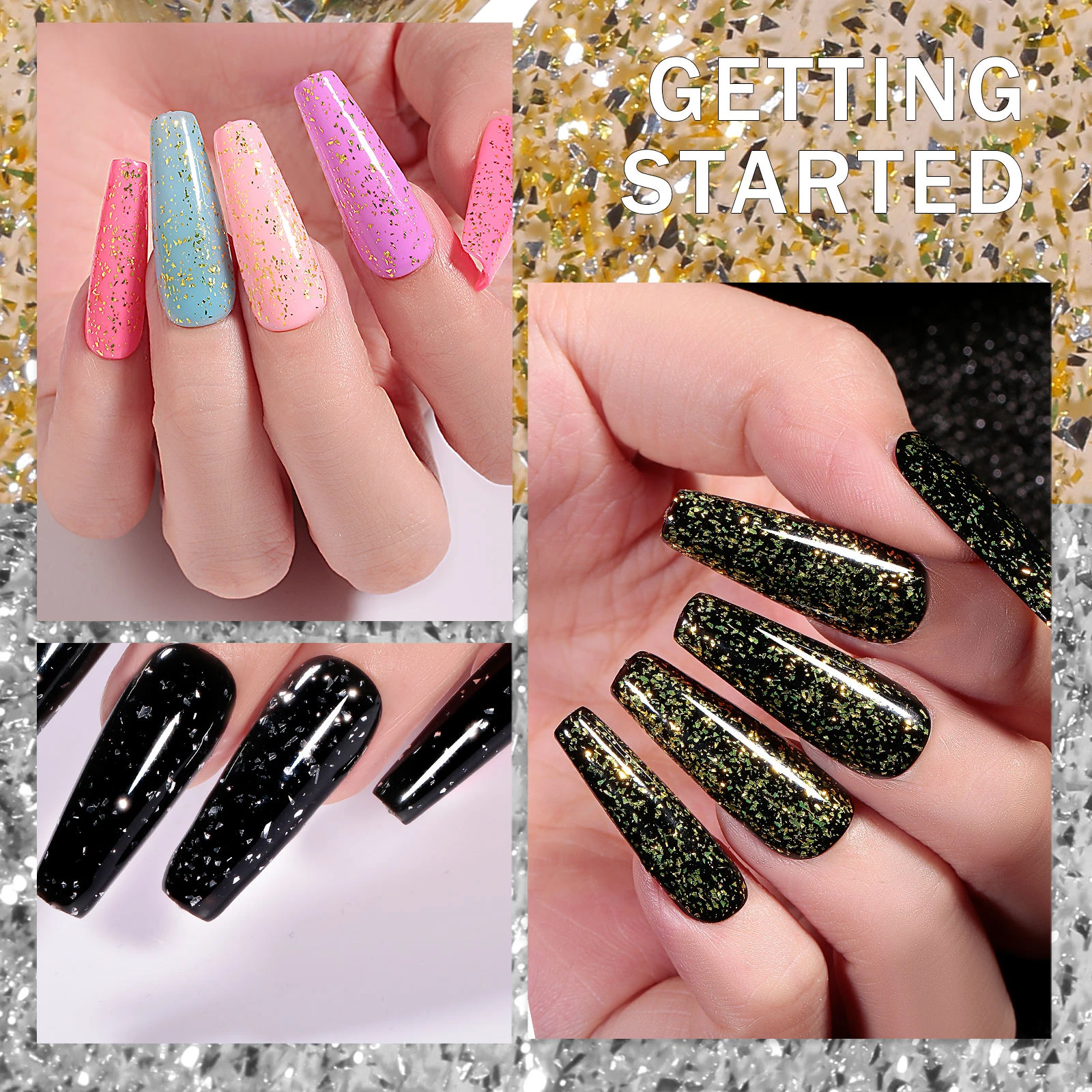 JTING 1 قطعة 15 مللي رقائق كروم لامعة شعبية الذهب الشظية معطف فوقي قاعدة هلام البولندية #5