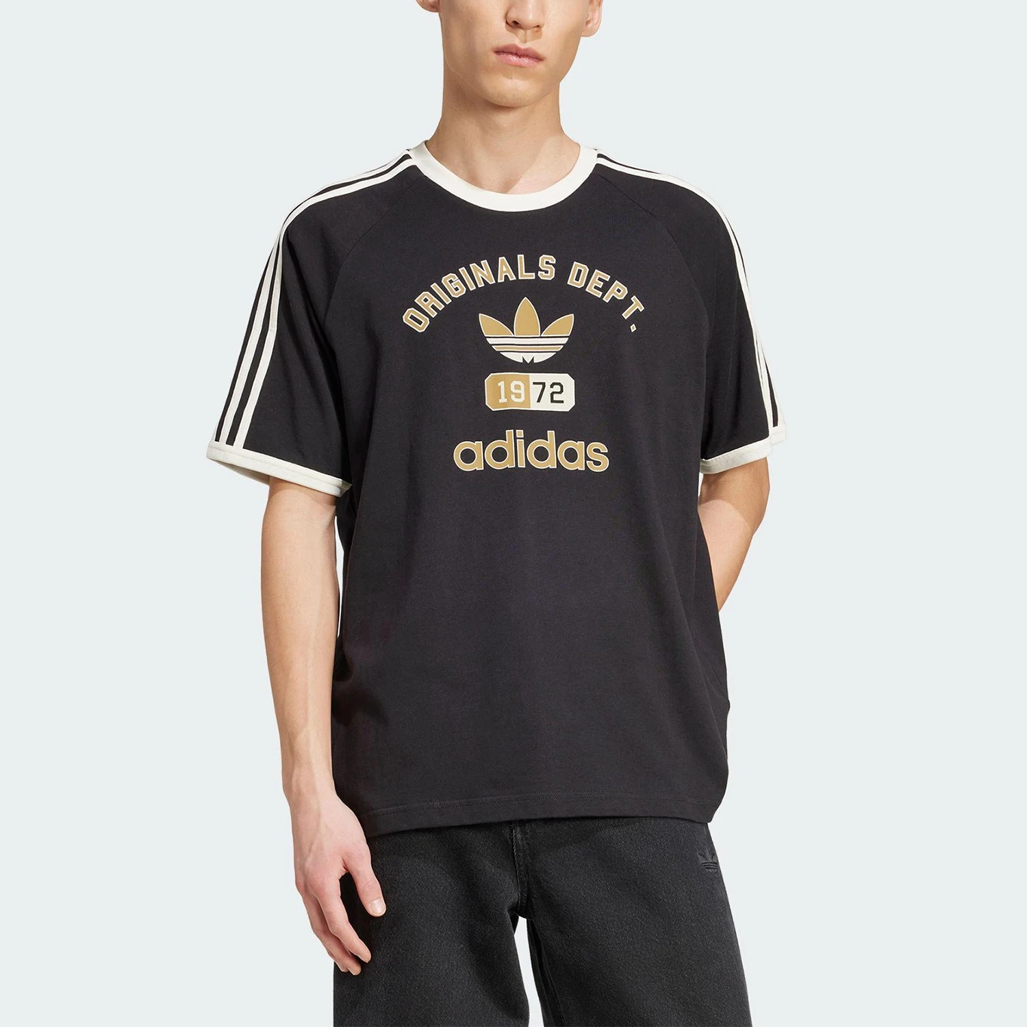 Adidas Authentic Three Leaves Men's Round Neck Knitted Sports Short Sleeve T-Shirt KD6265