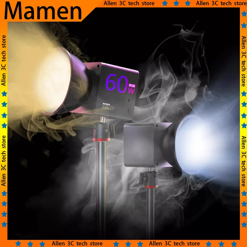 Оригинальный полноцветный COB видеосвет MAMEN 60 Вт, портативный ручной светильник RGB, индивидуальный светодиодный студийный прожектор для фотографии, заполняющий свет
