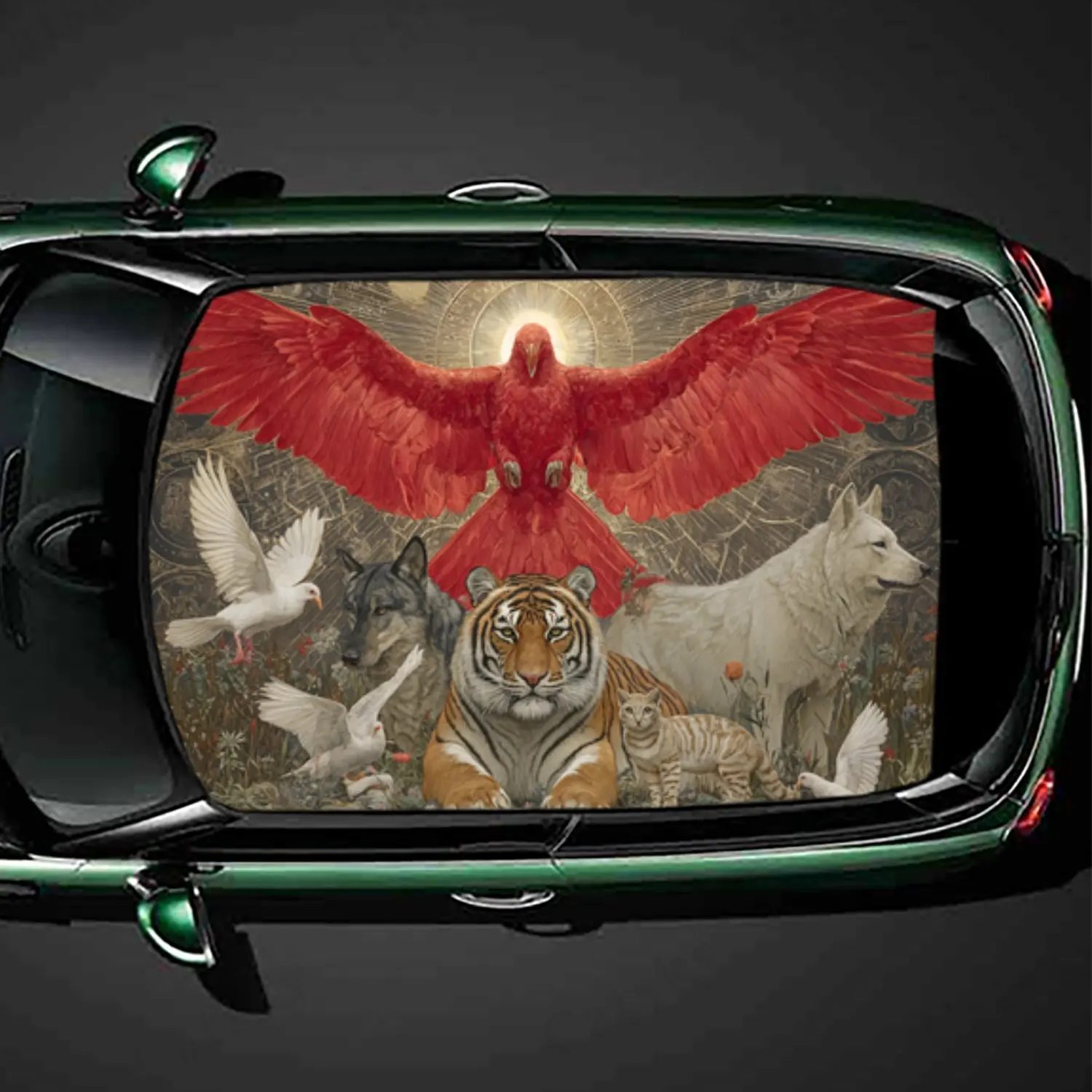 Autocollant de toit de voiture bête coloré affascinant, autocollant d'enveloppe en vinyle automobile, accessoire extérieur de voiture auto-adhésif étanche, C Unique
