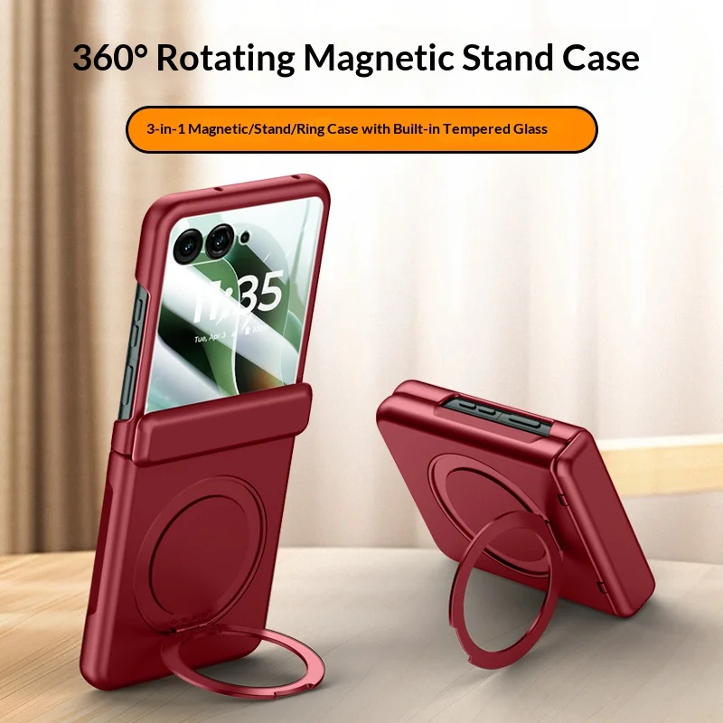 

360°rotating bracket PC material Magnetic charging Cover For Motorola Razr 60 50 Ultra screen protect Fall prevention phone Case