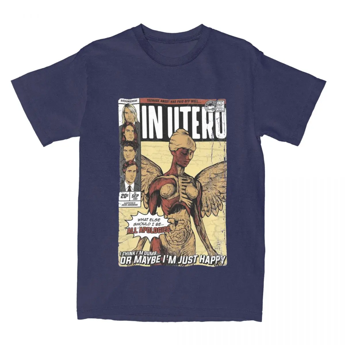 Casual in Utero Kurt Cobain T Shirt Men Women 100% Cotton Tee Shirt Adult Clothes