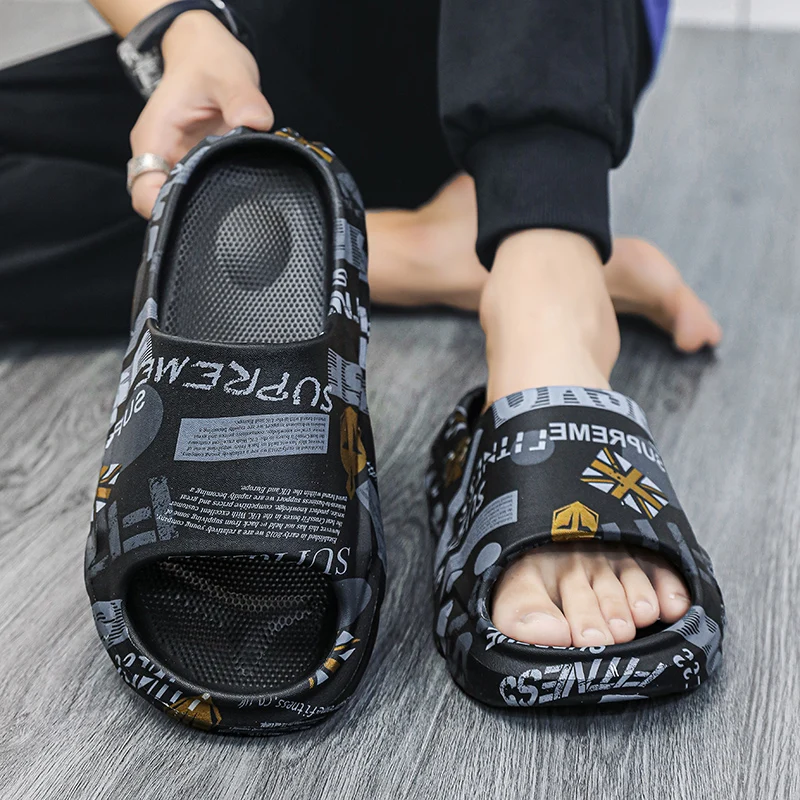 Eva Slides Women Bathroom Men Slippers Summer Thick Platform Sandals Home Indoor Anti-Slip Ladies Slippers Outdoor Beach Shoes