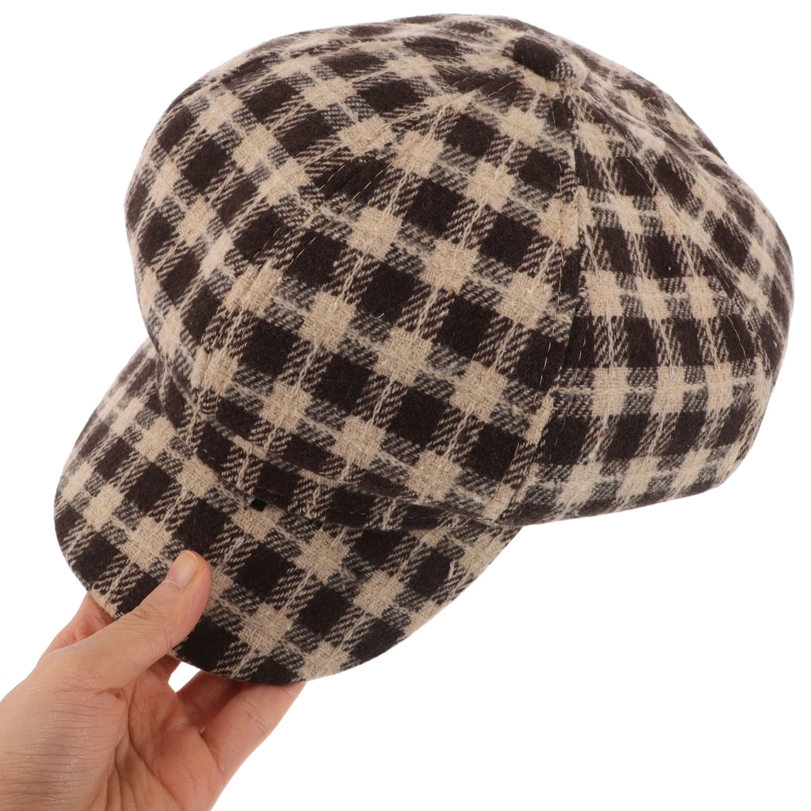 

French Beret Vintage Newsboy Cap Cotton Plaid Adjustable Artist Hat Classic Beanie Cap for Painters Students French Hat