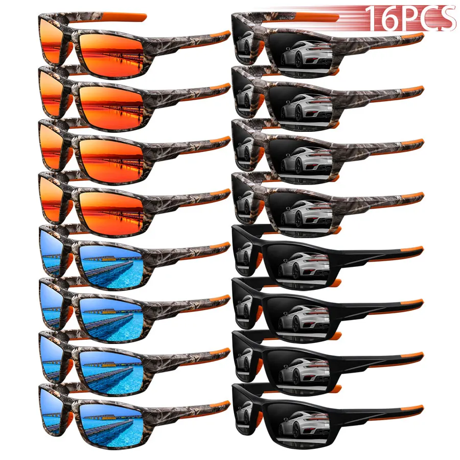 

16 PCS Fashion Vintage Pattern Fishing Cycling Sports Sunglasses Men Women Running Mountaineering Sport Glasses UV400 Eyewear