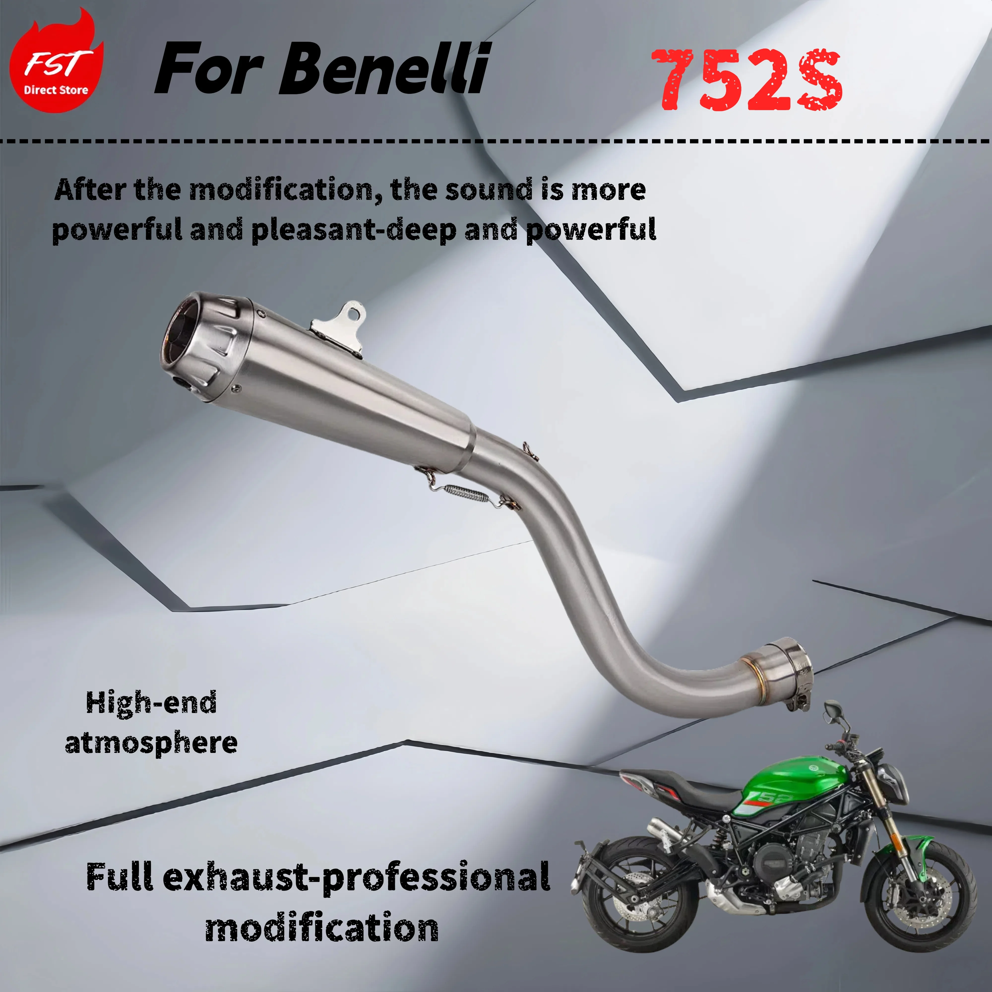 

For Benelli 752S-Modified mid-tail exhaust pipe-The sound is deep, rich and powerful