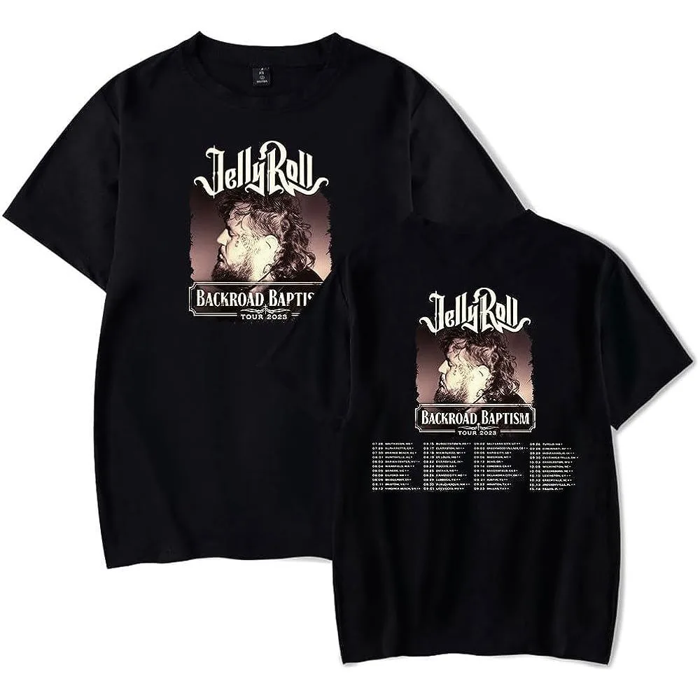 Jelly Roll Backroad Baptism Tour 2023 Merch T-Shirt Unisex Short Sleeved T Shirt Casual Tee