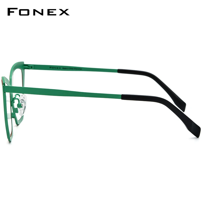 FONEX Titanium Glasses Frame Women New Fashion Brand Design Big Size Cat Eye Eyeglasses Ultralight Cateye Oversize Eyewear 85809