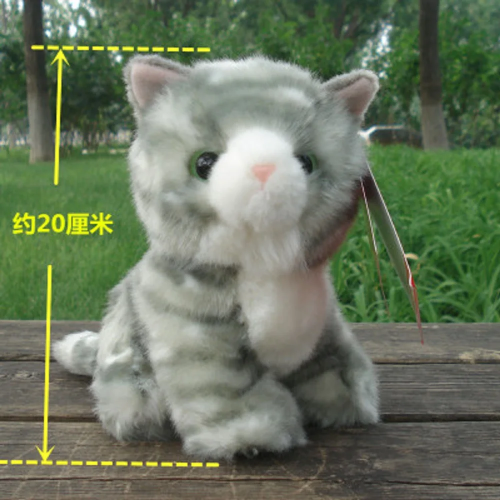 small cute plush sitting cat toy stuffed high quality gray cat doll birthday gift about 20cm