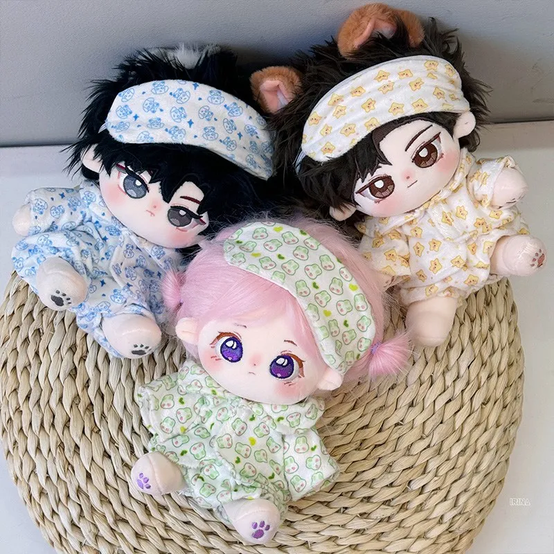 Doll Clothes for 20cm Idol Dolls Baby Doll Lovely Pajamas With Eye Mask Stuffed Cotton Toy for Korea Star Kpop EXO