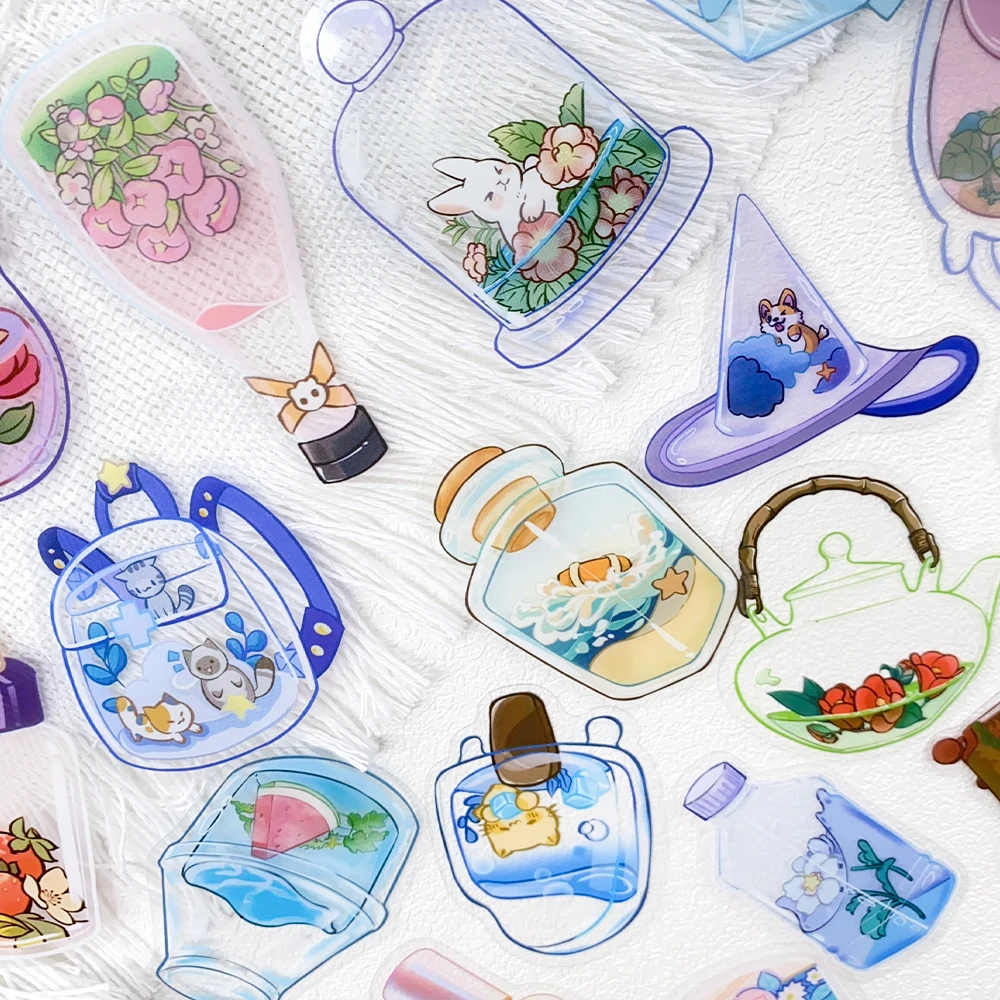 50pcs Transparent Objects PET Stickers Decals For Laptop Notebook Skateboard Guitar Helmet DIY Cartoon Aesthetic Stickers image 4