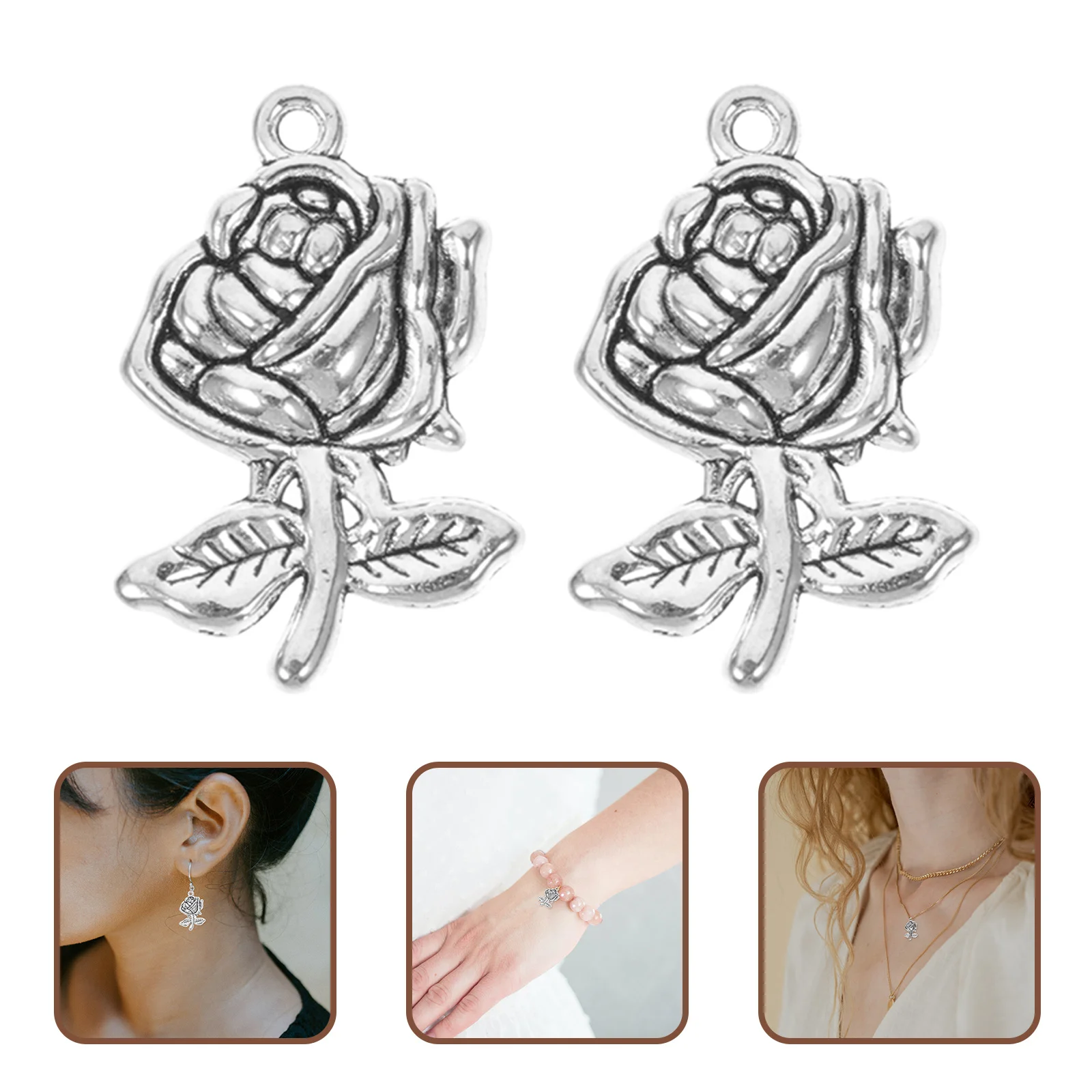 

20Pcs Vintage Rose Shaped Charms Alloy Pendants for Jewelry Making Bracelets Necklaces Craft Pendant Rose Charm Pendant