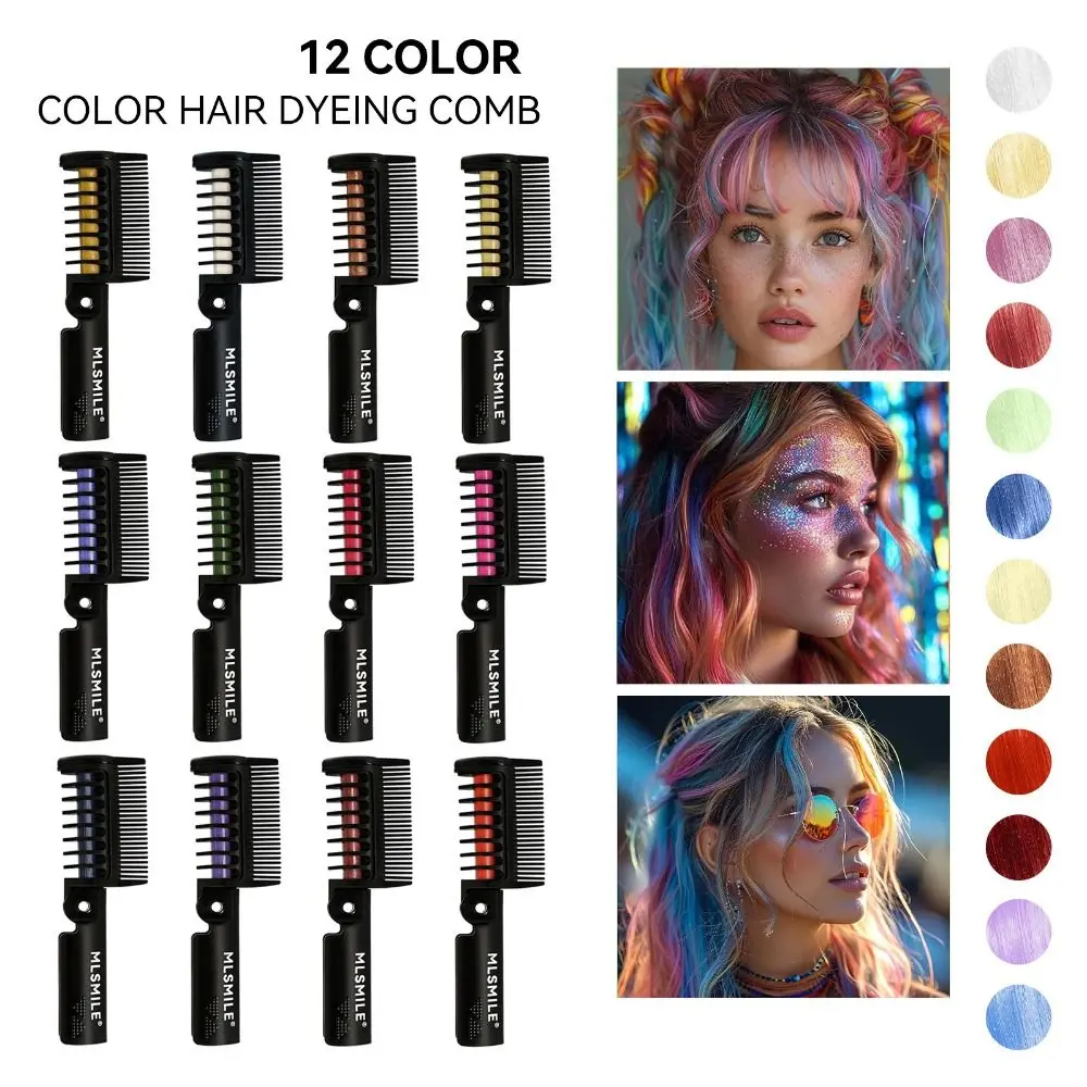 6 Buah Sisir Krim Kapur Rambut Warna-warni Sisir Rambut Lipat Sekali Pakai Pena Pewarna Rambut Stik Pewarna Rambut Tidak Beracun