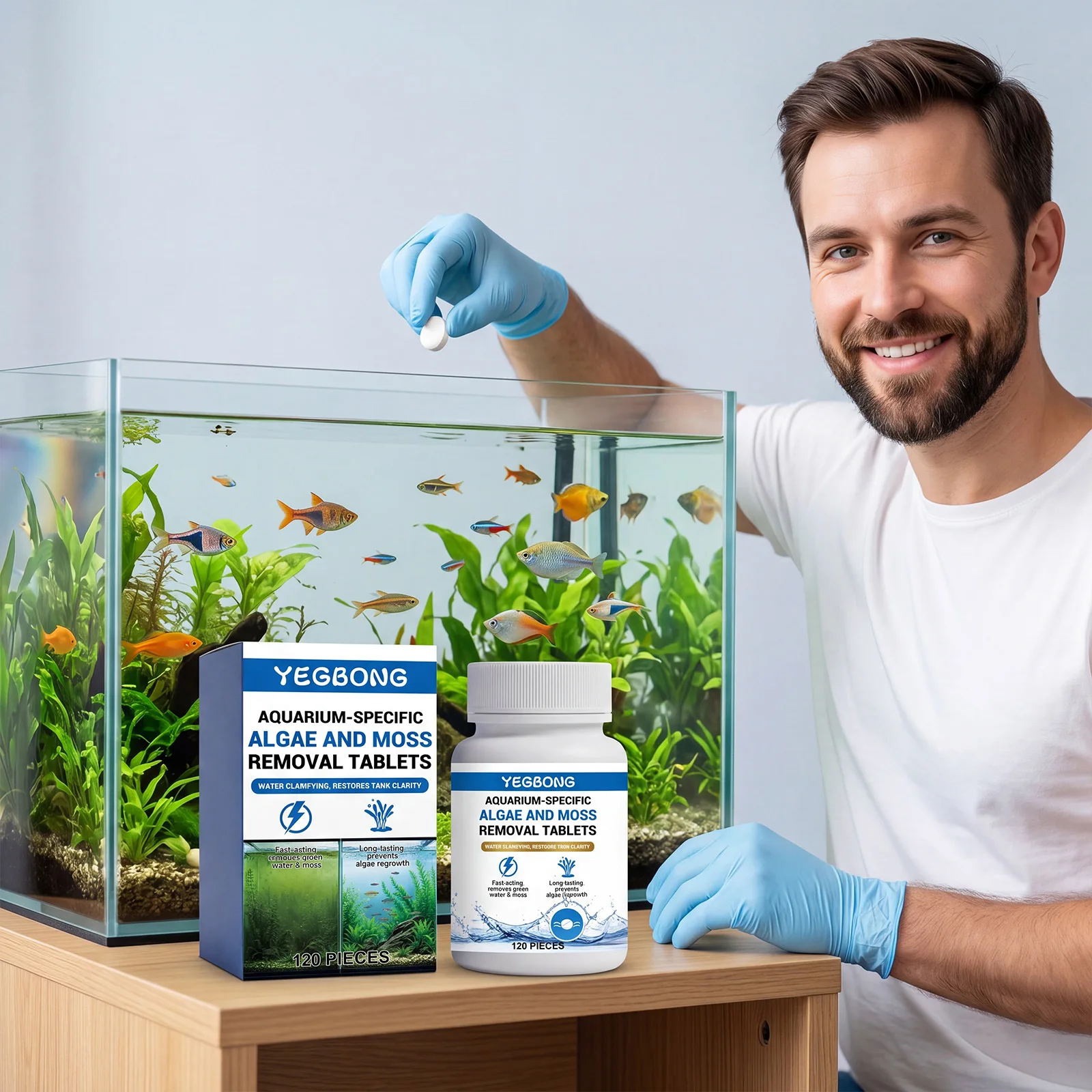 Aquarium Fish Quality - 120개/박스 수족관용 조류 제거 정제, 이끼