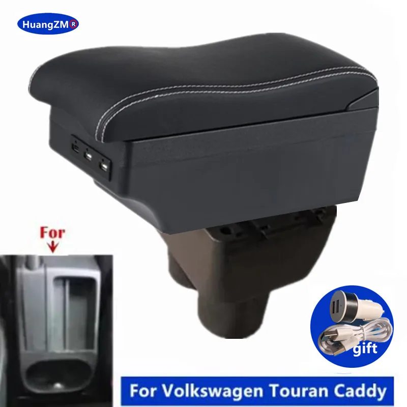 Car Armrest Box For Volkswagen VW Touran Caddy Central Storage Box USB Port Interior Dedicated Retrofit Car Accessories