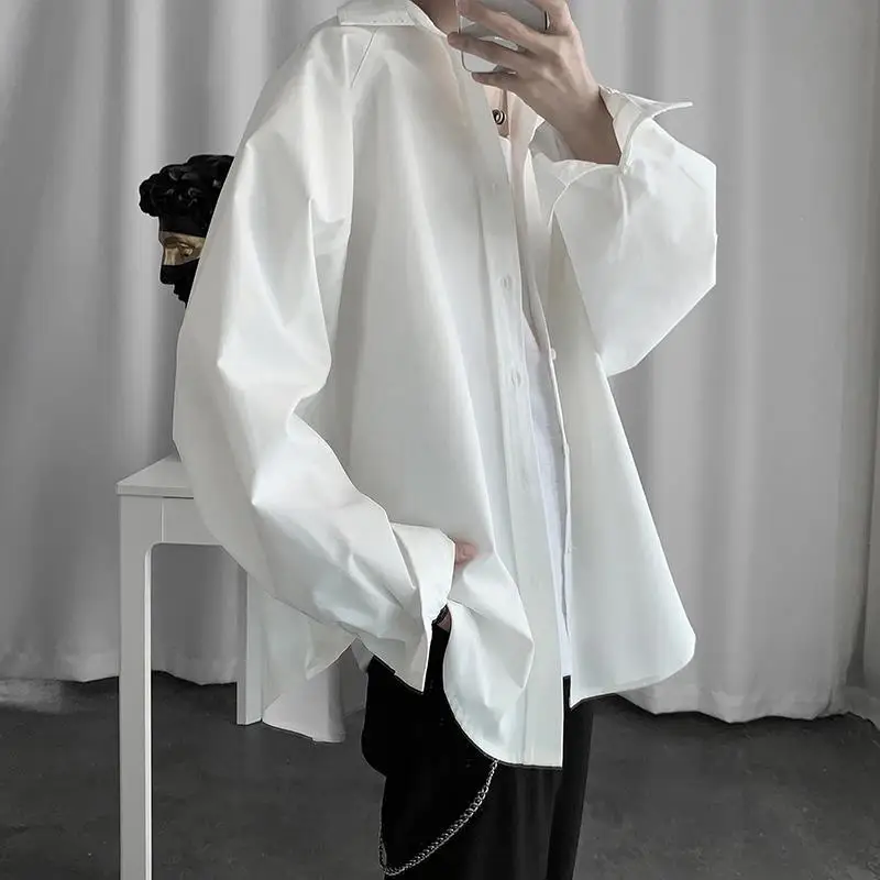 

Свободная рубашка с длинными рукавами, мужская куртка в корейском стиле, нейтральный свободный повседневный топ