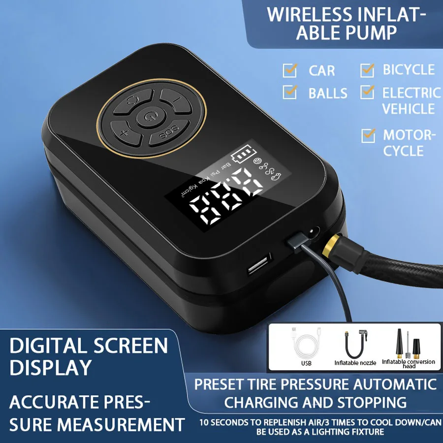 Draadloze Draagbare Auto Luchtpomp Luchtcompressor ABS 12V 150PSI Elektrische Bandenpomp voor Motor Fiets Autoband bal