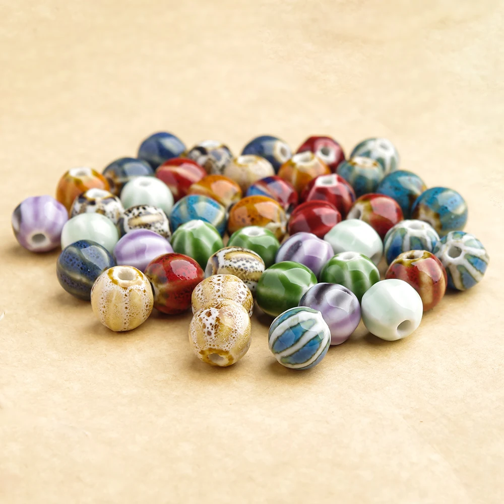 10-20pcs 11mm Ceramics Beads Pumpkin Loose Beads Colorful Glaze Beads Handmade Porcelain Beads for Jewelry Making Findings