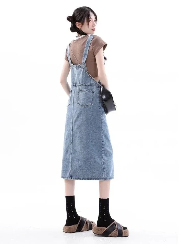 Sommer Neue Damen Cowboy Kleid Lose Pendler Träger Kleid