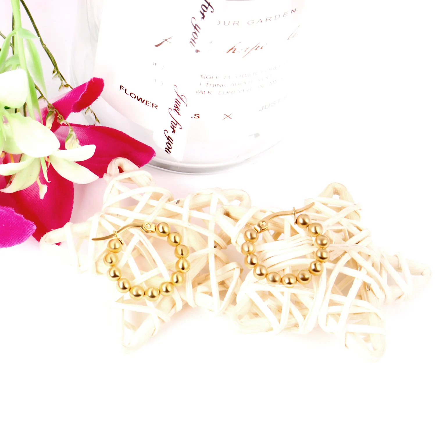 Round 316L Stainless Steel Hoop Earrings Gold/Silver Color Steel Ball Ear Stud for Women Girl Small Fashion Jewelry Gift