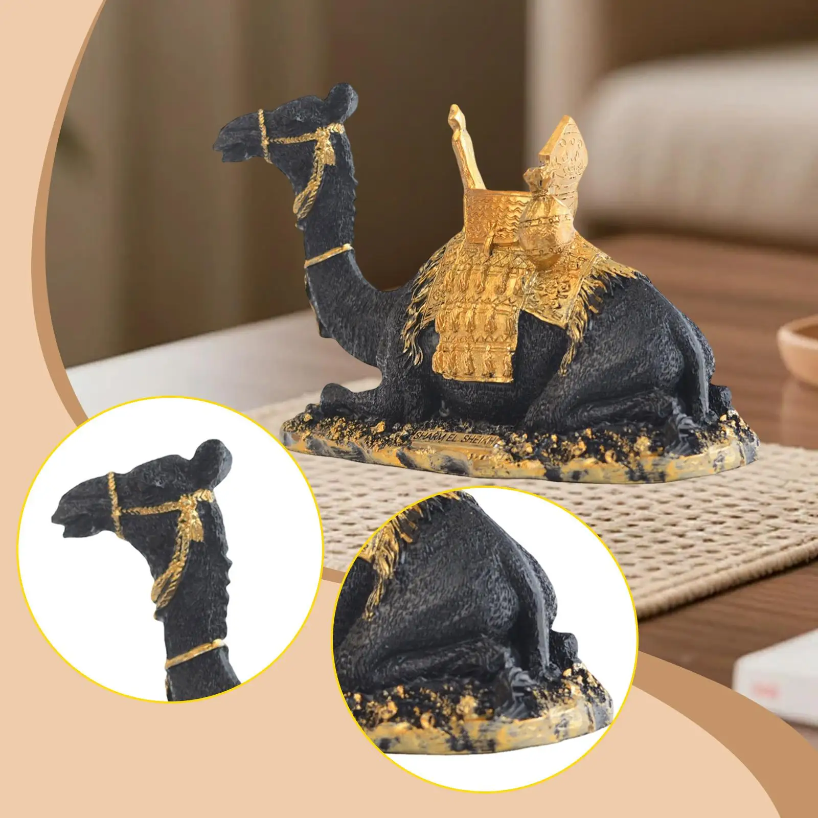 Estatua decorativa de camello en resina - Figura egipcia para mesa - imagen 4
