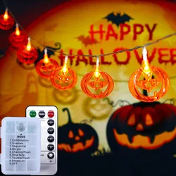 Halloween decoratiom 3d abóbora luzes da corda 2.5m 5m pendurado abóbora lanterna 8 modo para casa de férias festa natal decoração