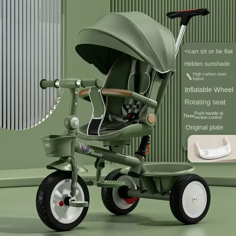 Poussette Multifonctionnelle Anti-eness pour Enfant, Vélo à Trois Roues, Légère et Confortable, Peut Être Poussée et Montée