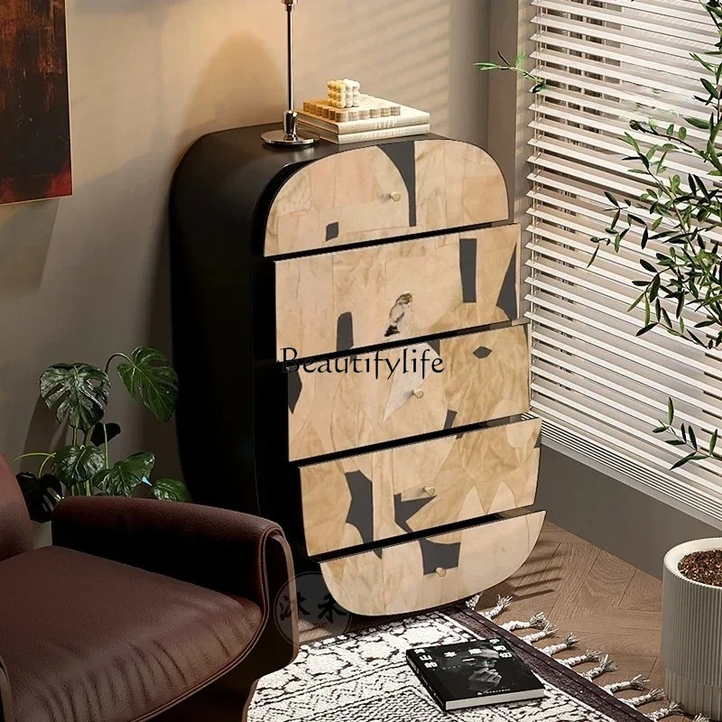 خزانة صدر من الخشب الصلب بتصميم تجريدي بسيط وحديث، خزانة تخزين للمدخل المنزلي، خزانة عمودية للحائط في غرفة المعيشة #5