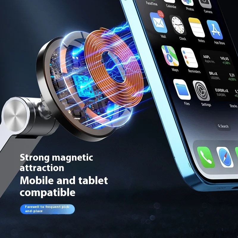 2025 New Desktop Magnetic Mobile Phone Bracket Lazy Folding Aluminum Alloy Magnetic Bracket For Tablet Mobile Phone.