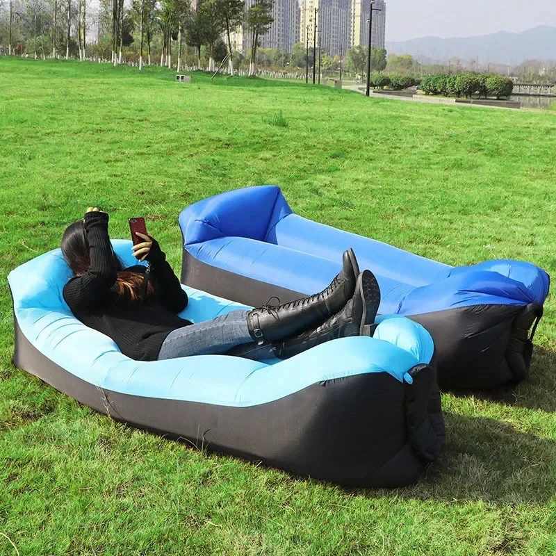 Outdoor Beach Lazy Inflatable Sofa Portable Folding Air Sofa Garden Sleeping Bag Bed Oxford Cloth Camping Furniture