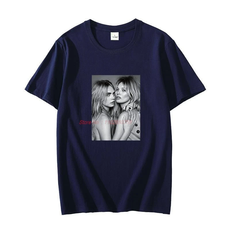 Fashion graphic t shirts Kate Moss Cara Delevingne Cotton oversize short sleeve t-shirts O-neck T-shirt Summer Men\'s clothing