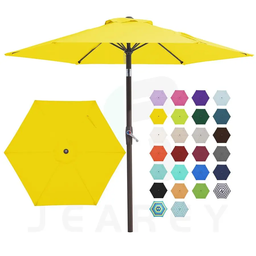 

7.5FT Patio Umbrella Market Table Umbrella with 6 Sturdy Ribs, Push Button Tilt Crank Outdoor Umbrella for Garden, Deck, Backyar
