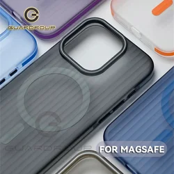 Corrugated Pattern For Magsafe Magnetic Wireless Charge Case For iPhone 15 14 13 12 Pro Max Non-slip Bumper Matte Clear PC Cover