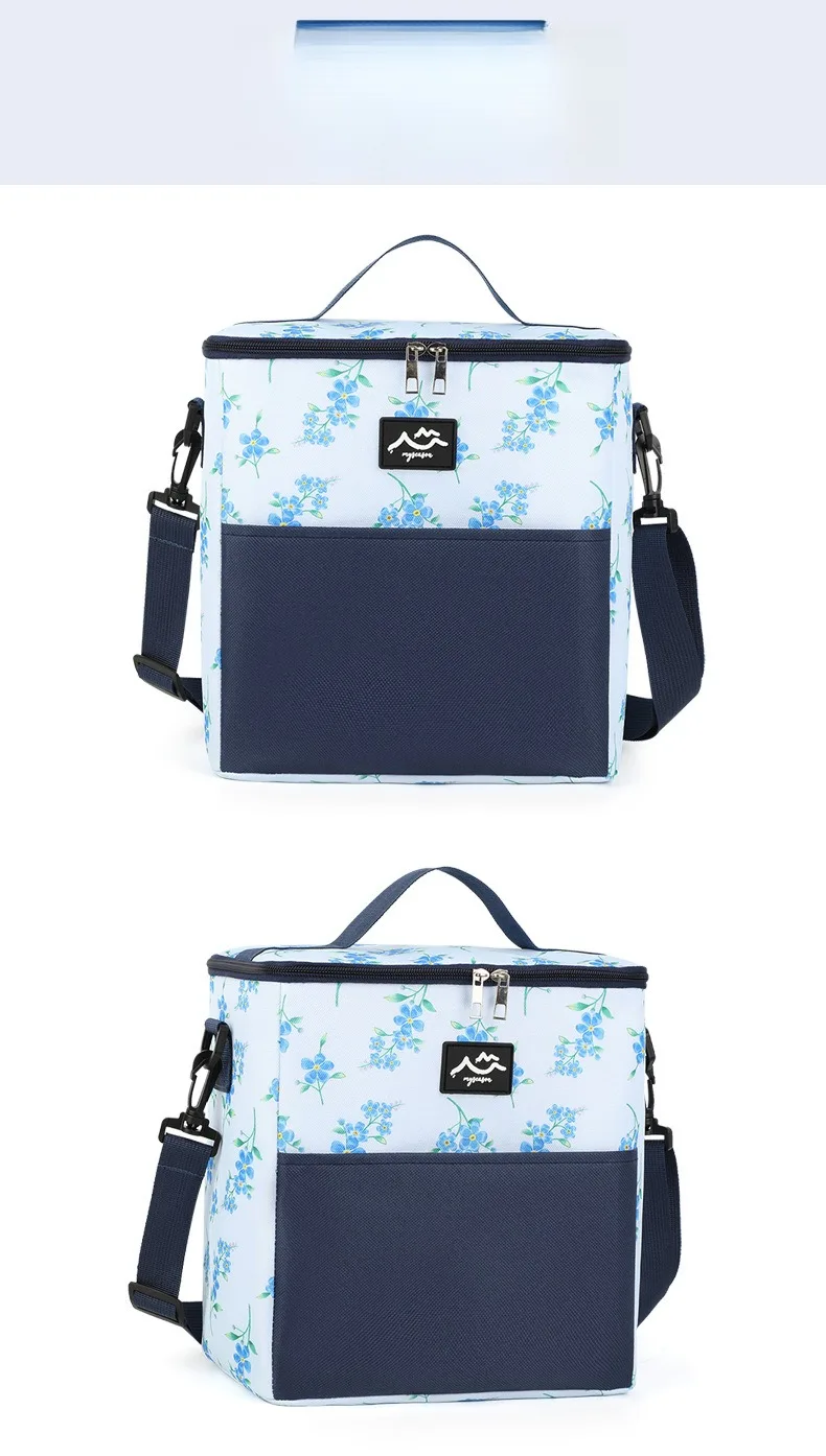 Neue bedruckte isolierte Lunch-Tasche mit Griff, große Kühltasche für Camping im Freien, Lebensmittelkonservierungstasche zum Mitnehmen des Mittagessens zur Arbeit. – Detail 1
