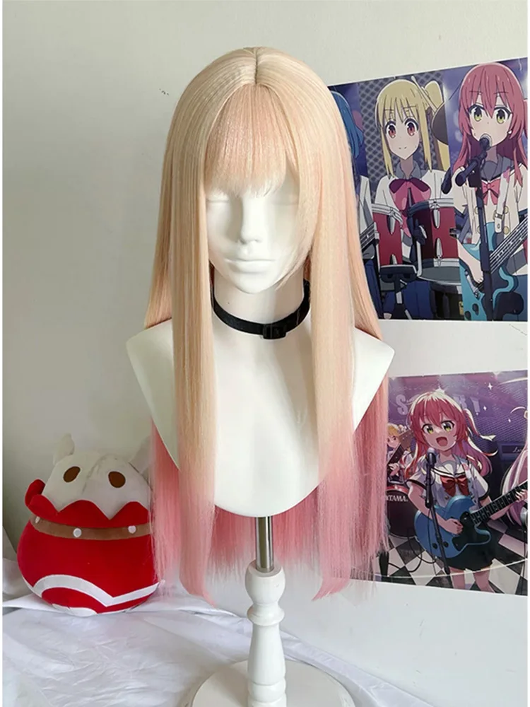 [Stilisierte Perücke] Kitagawa Marin Cosplay-Perücke, Anime-Spiel, Damen, gemischte Farben, gelb-rosa Farbverlauf, langes Haar, für Partys, Halloween-Partys, Perücken.