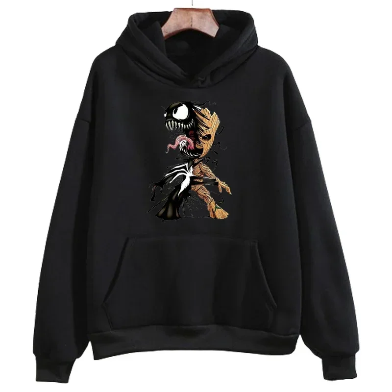 Marvel Printed Men Hoodies Daily Cartoon Tree Man Groot Creative Fashion Comfortable Trendy Autumn Winter Male Sweatshirts