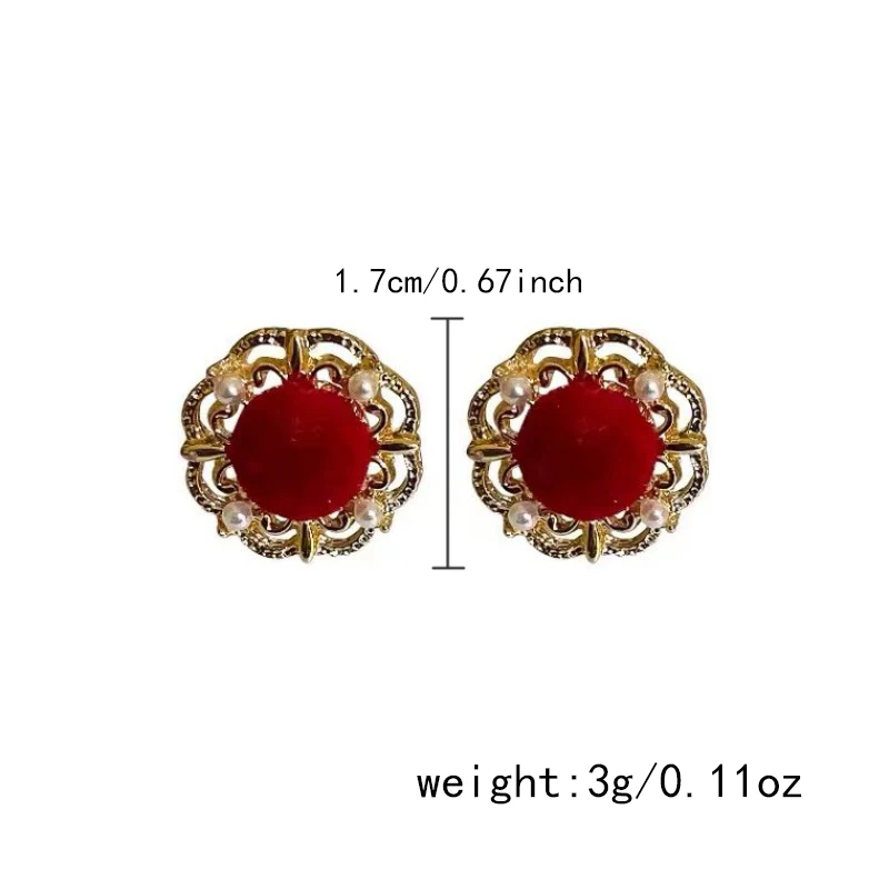 Minimalistische weinrote quadratische Ohrstecker für Damen, goldfarben, Kreis, Vintage-Geometrie, Herz-Ohrringe, 2025, neuer Design-Schmuck – Detail 7