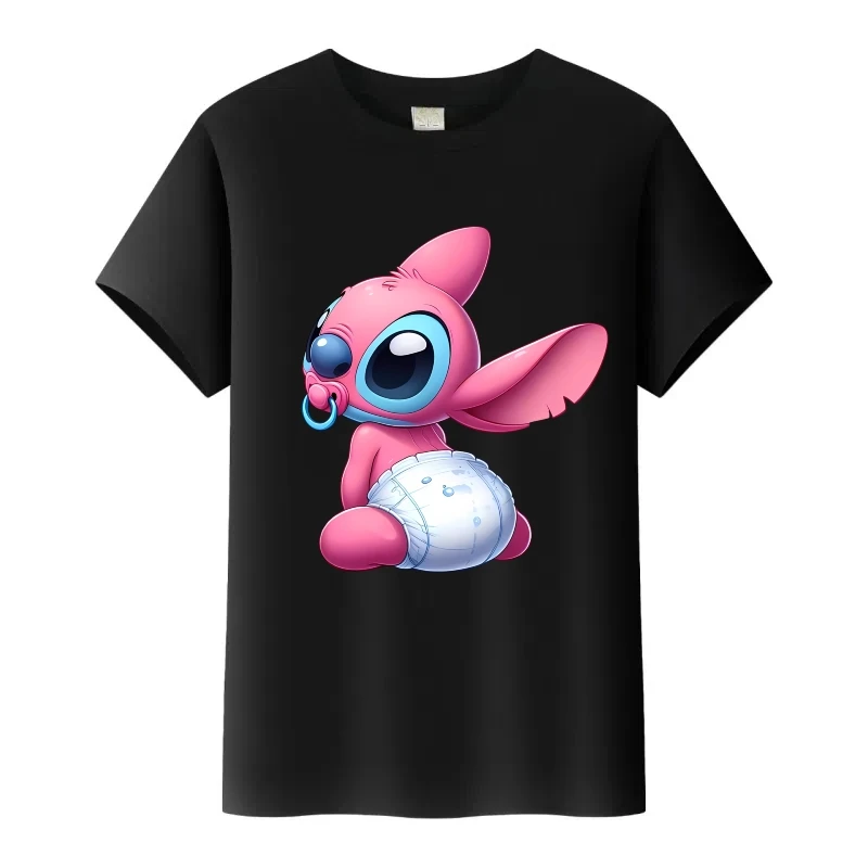 

Funny Disney Cartoon Stitch Print Tops Woman Harajuku Girl Tshirt Men Summer Blouses children's Tees Family T-Shirt Clothes Gift