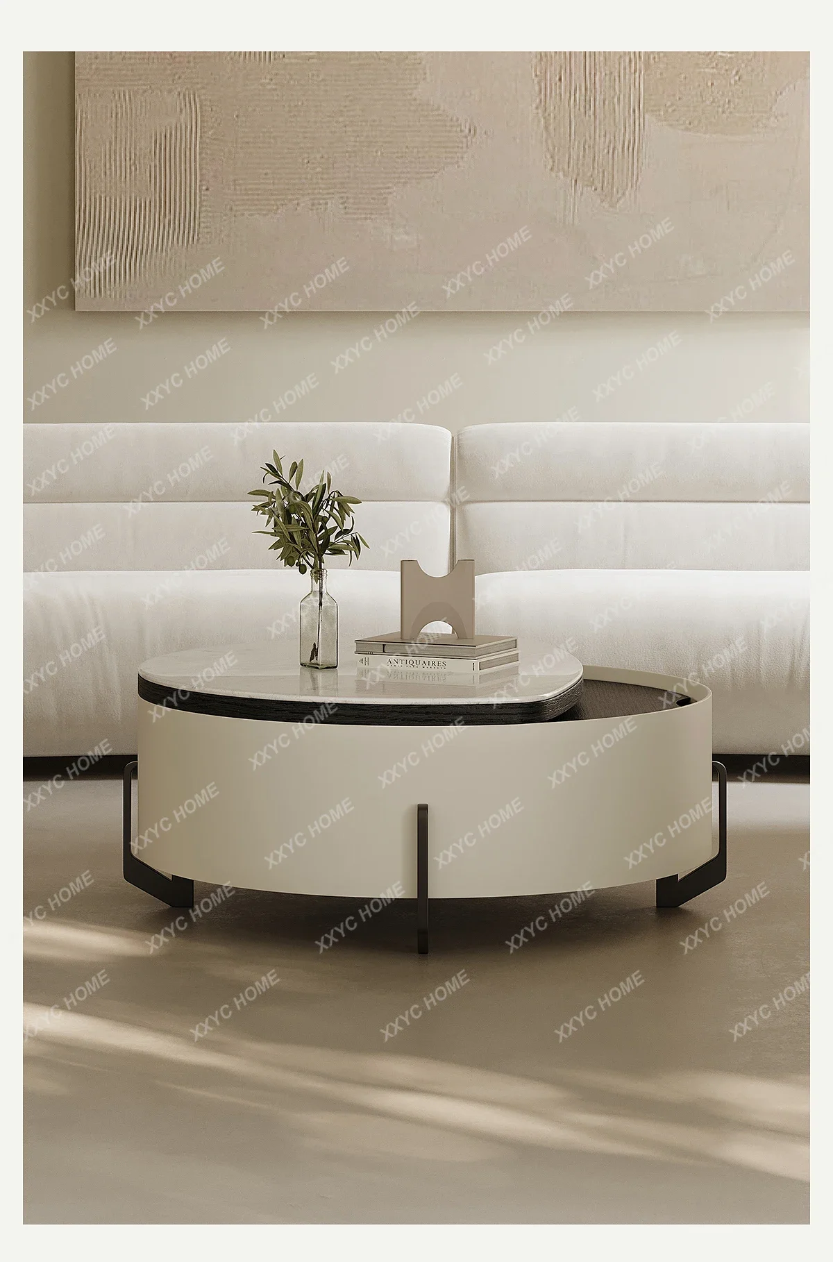 

JJJJ07Итальянский суперкристаллический каменный торцевой столик для гостиной, дома, креативный круглый функциональный подъемный стол большой емкости для хранения