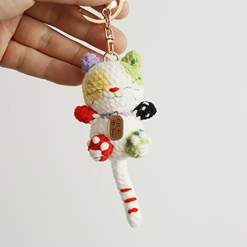 

Cute Crochet Kitten Keyrings For Car Keys Pendant Handmaking Knitted Animal Doll Keyrings Small Cat Crochet Keychain Wholesale