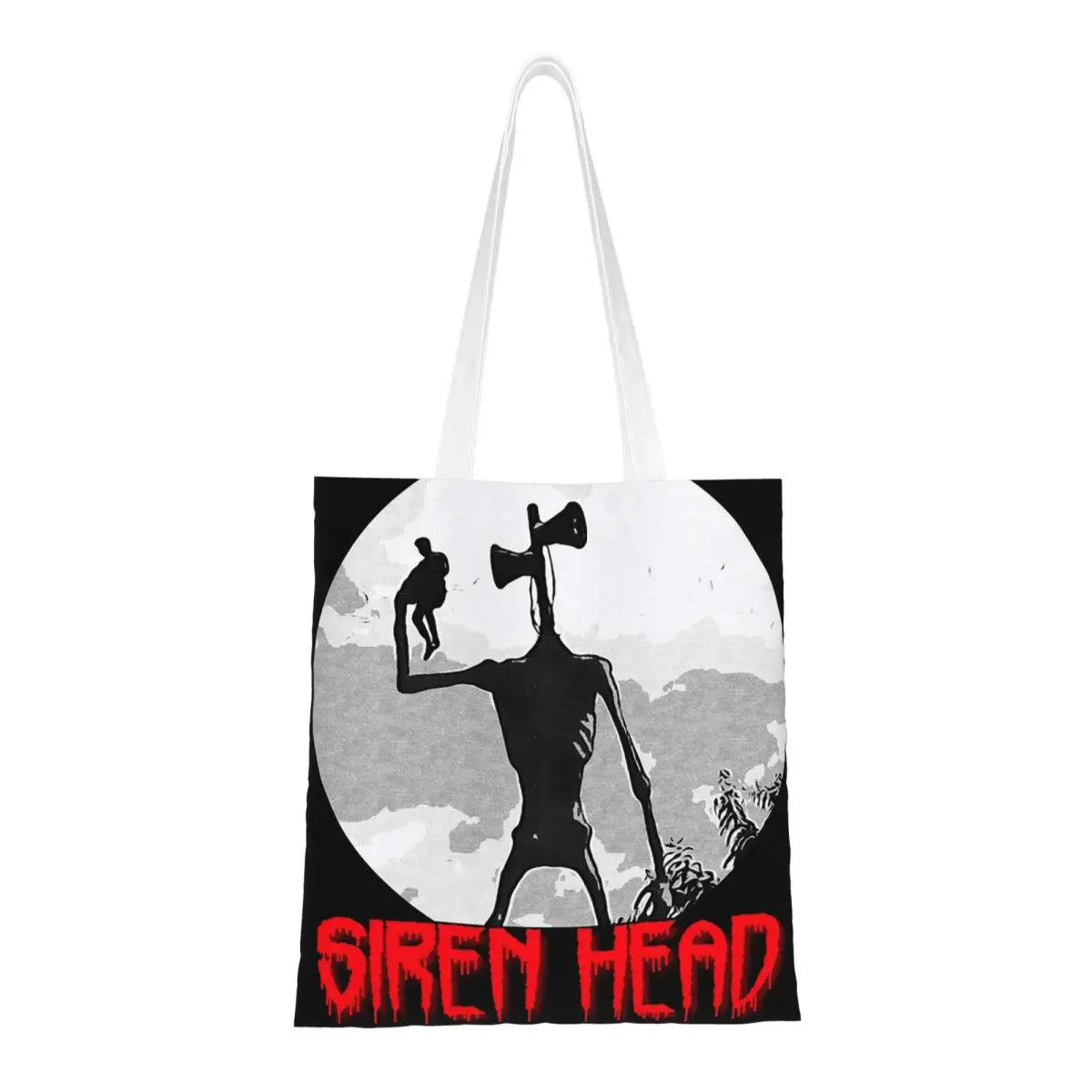 Siren Head 1 Shopping Bags Ladies Canvas The Tote Bag Reusable Ladies Shoulder Tote Travel Handbag