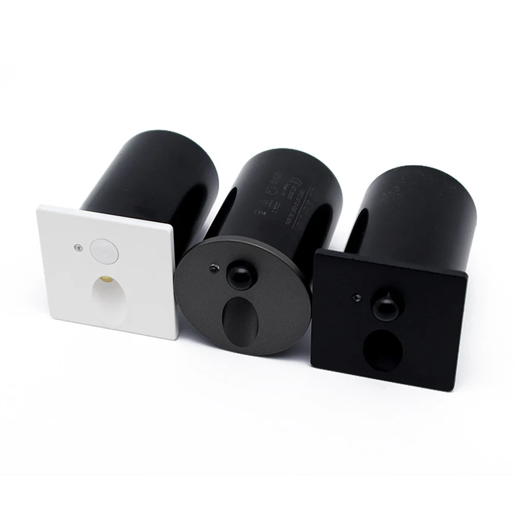 Outdoor Smart Staircase Aisle Sensor Light Embedded Round/Square Foot Light Black White Gray