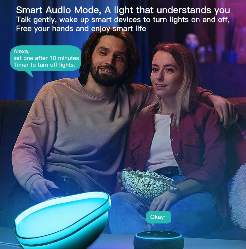 Smart WiFi Atmosphere Night Light 16 Million Color Tuya Smart LED Desk Lamp Dimmable Timer Music Rhythm Sync Alexa Compatible