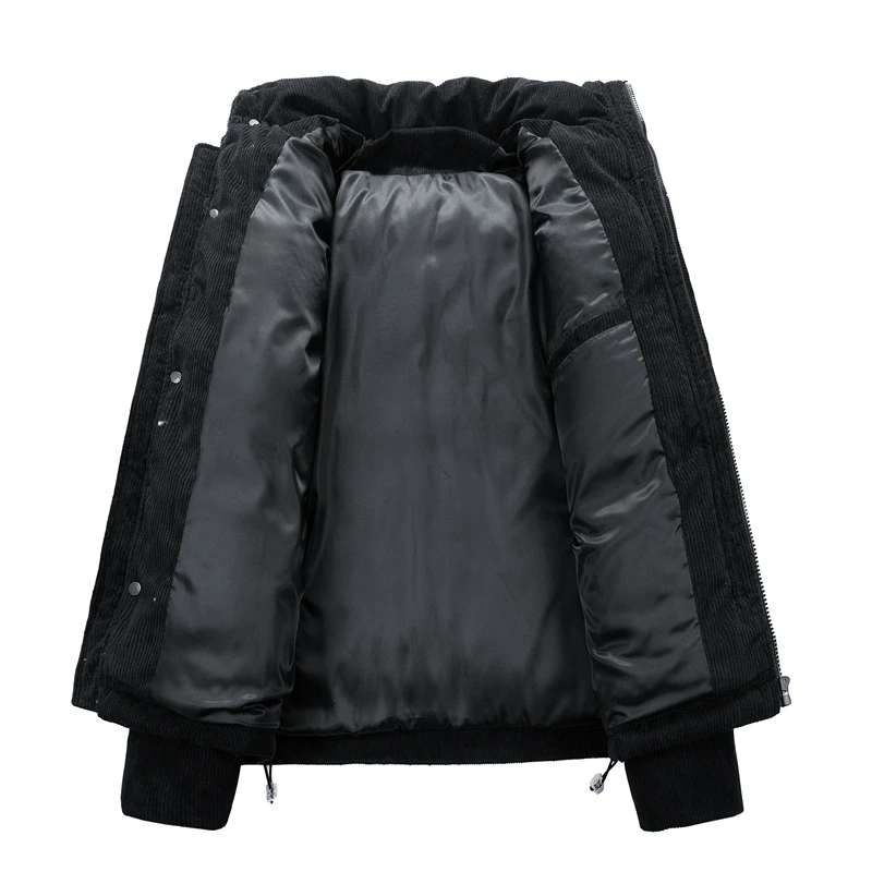 Suede Puffer Jacket Men Thick Warm Winter Jackets Man Parka Coat Casual Fashion New Outwear Coats Stand Collar Mens Clothing Top