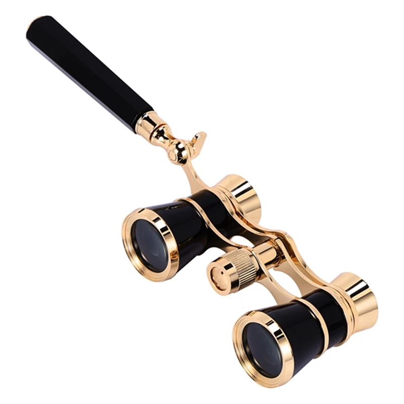 2X Black 3X25 Opera Binocular Coated Lens Telescope Opera Glasses Coated Theater Glass Lady Glass Handle Women Gifts